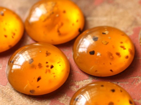 画像4: ヴィンテージ・ルーサイトのカボション　【フレークイン・トパーズ 18mm】2個 (4)