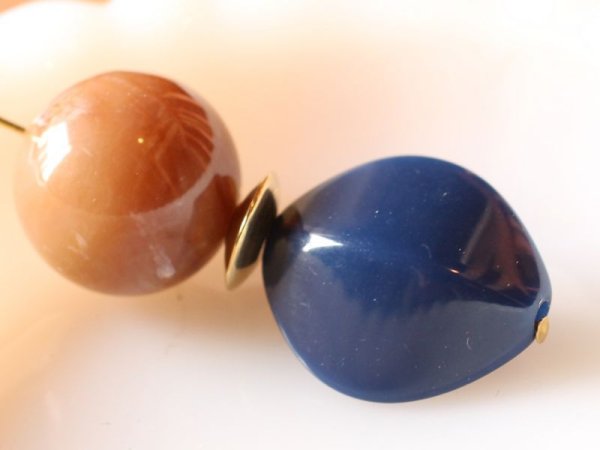 画像3: ヴィンテージ　ルーサイトビーズ【ラージ笹型・ブルー】 (3)