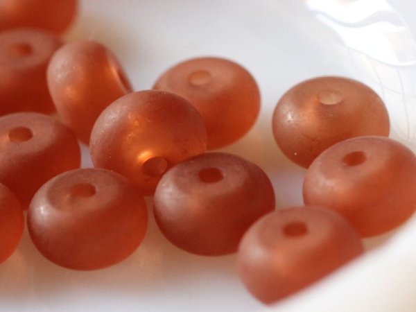 画像2: 特価　ドイツヴィンテージ　ルーサイトのロンデルビーズ【マットブラウン10mm】20個 (2)