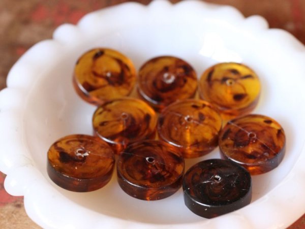 画像4: ドイツヴィンテージ　ルーサイト系ビーズ【ラージディスク・透明ブラウン】 (4)