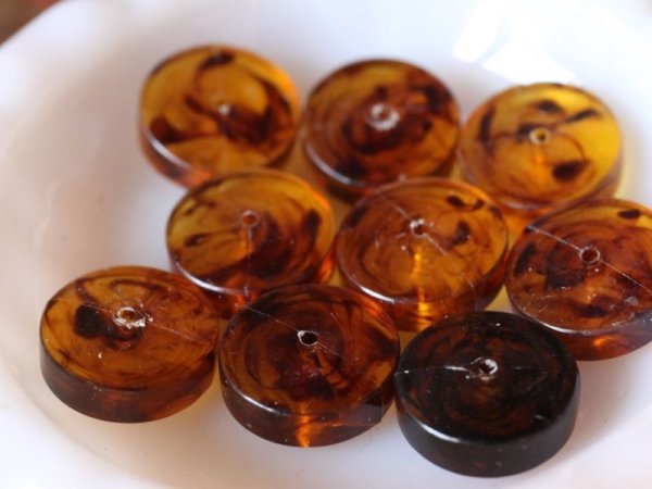 画像3: ドイツヴィンテージ　ルーサイト系ビーズ【ラージディスク・透明ブラウン】 (3)
