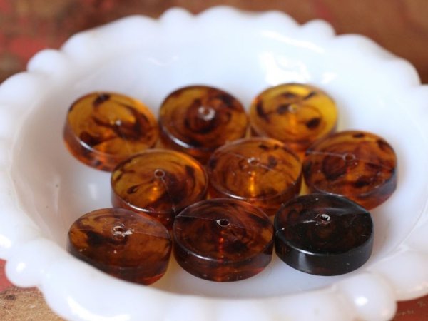 画像2: ドイツヴィンテージ　ルーサイト系ビーズ【ラージディスク・透明ブラウン】 (2)