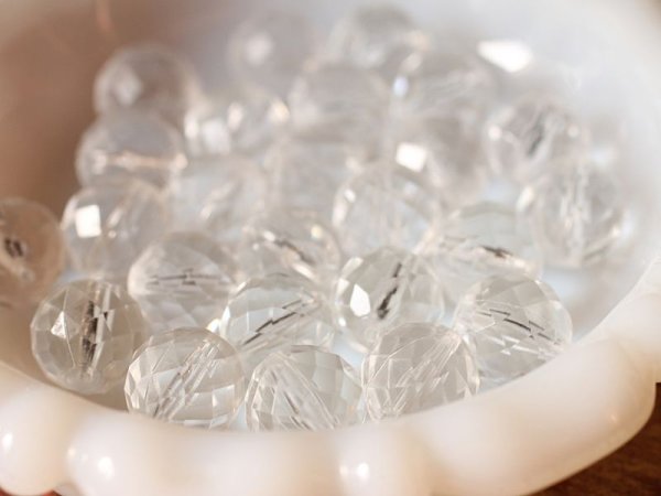 画像4: ドイツヴィンテージ　ルーサイトビーズ【ファセットクリアー・ラウンド6個】　 (4)