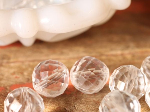 画像2: ドイツヴィンテージ　ルーサイトビーズ【ファセットクリアー・ラウンド6個】　 (2)