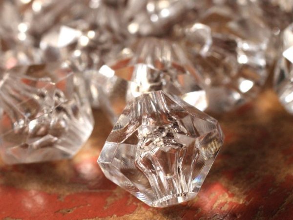 画像4: ヴィンテージ　ルーサイトビーズ【ファセットクリアー・ロンデル大】　 (4)