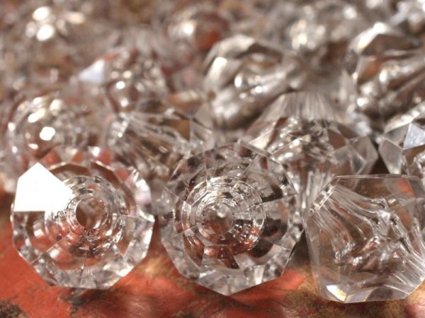 画像3: ヴィンテージ　ルーサイトビーズ【ファセットクリアー・ロンデル大】　 (3)
