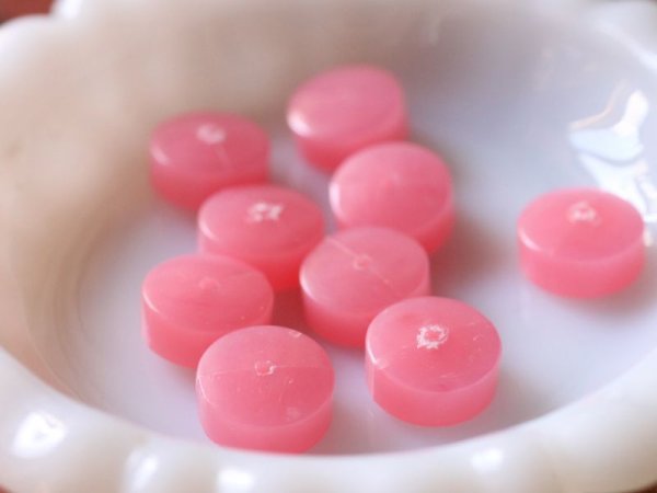 画像5: 在庫限り★ドイツヴィンテージ　ルーサイト系ビーズ【ディスク・ピンク】　20個 (5)