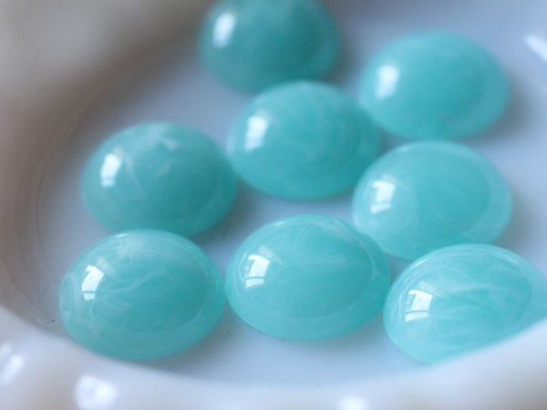 画像3: ドイツヴィンテージ・ルーサイトのカボション【小アクア18mm】2個 (3)