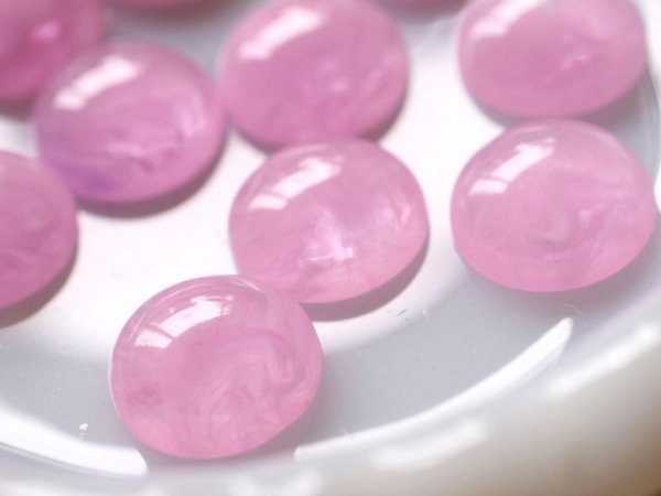 画像3: ドイツヴィンテージのカボション【ミニ・うすピンク】 2個　15mm (3)