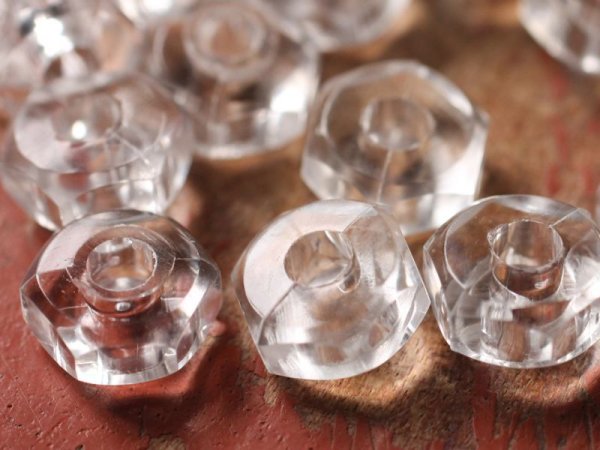 画像4: ドイツヴィンテージ　ルーサイト系ビーズ【6角ナット小クリアー・10個】 (4)