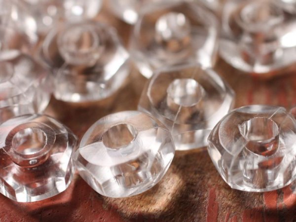 画像2: ドイツヴィンテージ　ルーサイト系ビーズ【6角ナット小クリアー・10個】 (2)