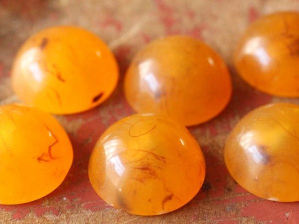 画像4: ヴィンテージ・カボション【混濁アンバー】2個 (4)