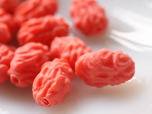 画像2: ドイツヴィンテージ　ルーサイト系ビーズ【マットナゲット・コーラル】 (2)