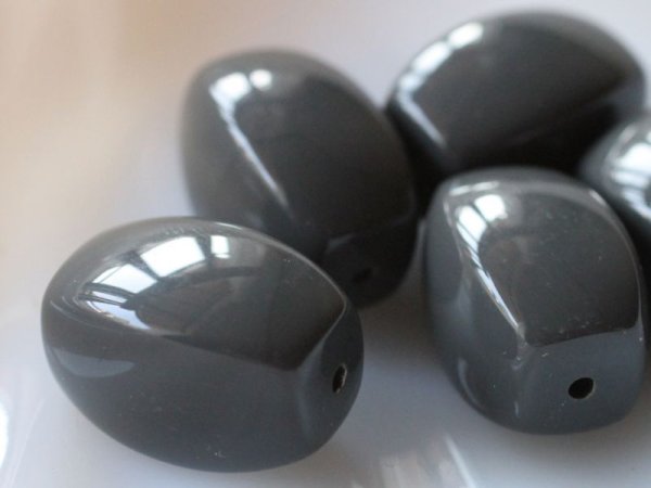 画像3: ヴィンテージ・ビーズ【ラージレクタングル・ダークグレー】25mm (3)