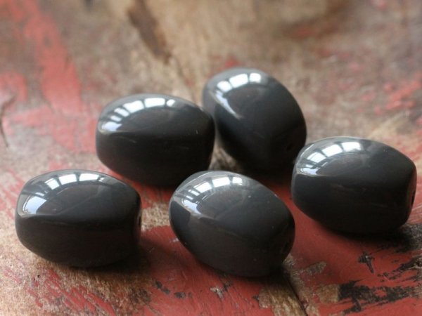 画像5: ヴィンテージ・ビーズ【ラージレクタングル・ダークグレー】25mm (5)