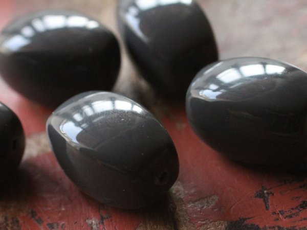 画像4: ヴィンテージ・ビーズ【ラージレクタングル・ダークグレー】25mm (4)