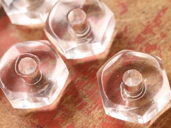 画像2: ドイツヴィンテージ　ルーサイト系ビーズ【6角ナットクリアー・特大】 (2)