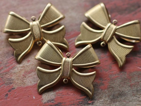 画像2: USA真鍮製　立体リボン1個　　　　　 (2)