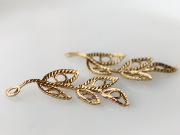 画像5: アメリカ製 真鍮(ブラス)パーツ　リーフ【ホールリーブス】2個　　　　 (5)