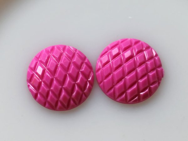 画像3: ドイツヴィンテージ　ルーサイトのカボション　【濃ピンク・バスケット】22ミリ　2個 (3)