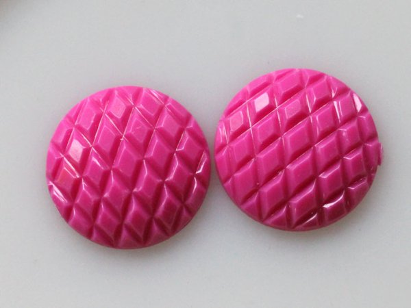 画像4: ドイツヴィンテージ　ルーサイトのカボション　【濃ピンク・バスケット】22ミリ　2個 (4)