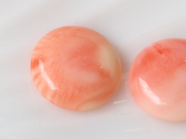 画像3: ジャパンヴィンテージ　マーブル・ラウンドカボション　【中20ミリ】　ピーチ　2個 (3)