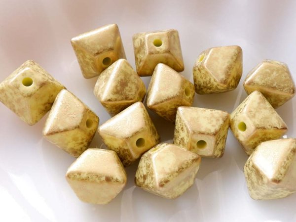 画像3: ドイツヴィンテージ ルーサイトビーズ【10面イエロー×ゴールド】  (3)