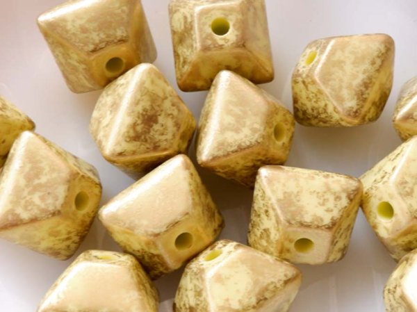 画像4: ドイツヴィンテージ ルーサイトビーズ【10面イエロー×ゴールド】  (4)