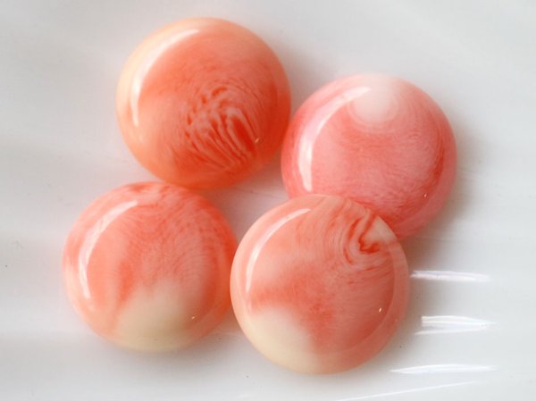 画像5: ジャパンヴィンテージ　マーブル・ラウンドカボション　【中20ミリ】　ピーチ　2個 (5)