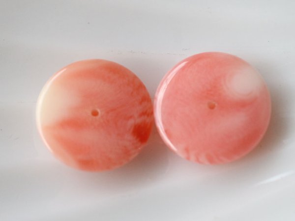 画像4: ジャパンヴィンテージ　マーブル・ラウンドカボション　【中20ミリ】　ピーチ　2個 (4)