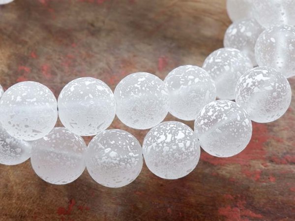 画像2: ジャパンヴィンテージ　ルーサイトビーズ【マットホワイトスプラッター】10個　 (2)