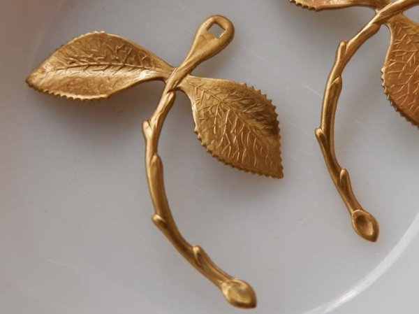 画像5: USA真鍮製スタッカブルパーツ【ローズステム大】1個　葉っぱと茎 (5)