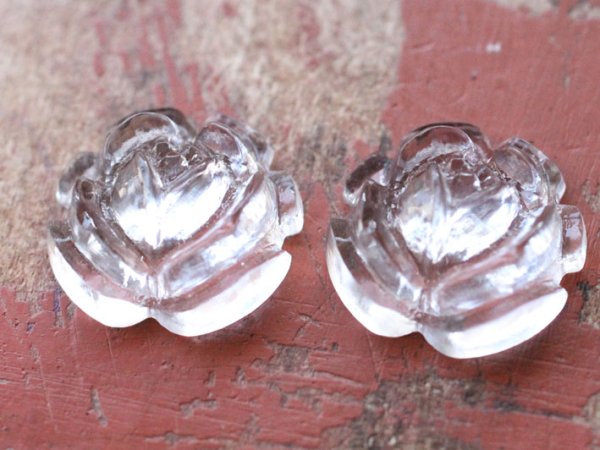 画像4: ドイツヴィンテージのカボション【クリアーローズ大】 2個　19.5mm (4)