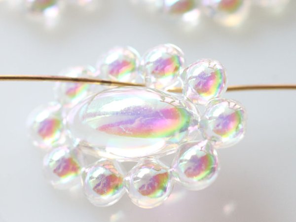 画像4: ヴィンテージのルーサイト系カボション【オーロラ・オーバル】2個　　28ミリ (4)