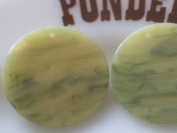 画像2: 特注　ジャパンヴィンテージ　ラウンドディスク【TEAマーブル・穴あり】2個 (2)