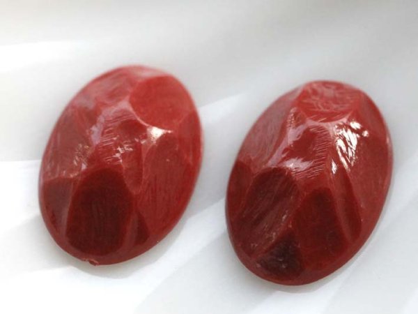 画像4: ドイツヴィンテージのルーサイト系カボション【シェイブド・オーバル・ブリック】2個 (4)