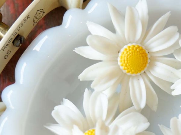 画像2: ジャパンヴィンテージのカボション【デイジーホワイト特大38mm】1個 (2)