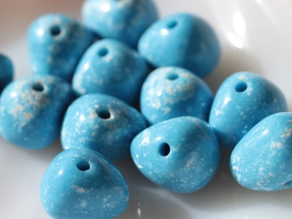 画像4: ヴィンテージ　ルーサイトビーズ　【ターコイズブルー15ミリ】6個 (4)