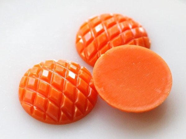 画像2: ドイツヴィンテージ　ルーサイトのカボション　【オレンジ・バスケット】22ミリ　2個 (2)