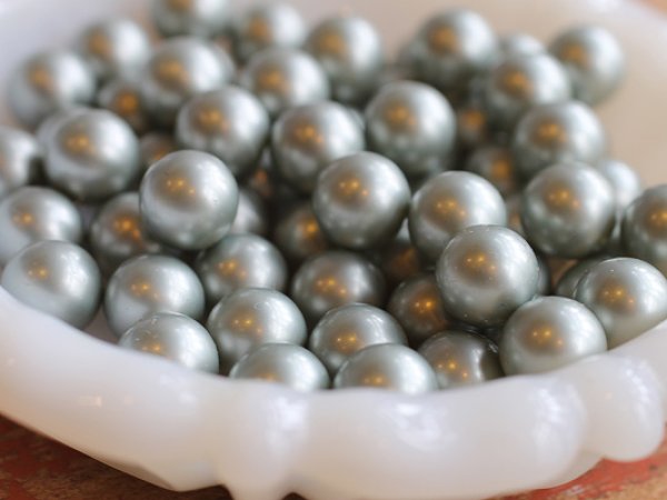 画像3: ヴィンテージ　穴なしパールビーズ【グリーングレー10ミリ　】　10個 (3)