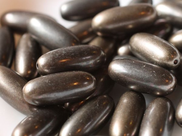 画像2: 特価　ヴィンテージ・ルーサイトカプセルビーズ・【ガンメタ・大】10個 (2)