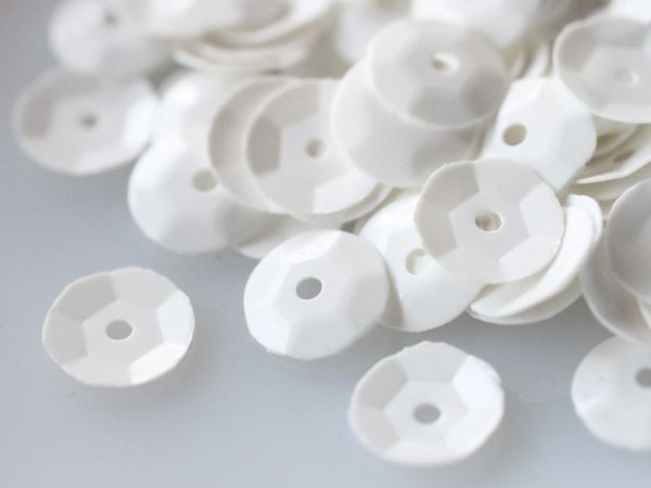 画像4: フランスヴィンテージのスパンコール【オペークホワイト・カップ6mm】 (4)