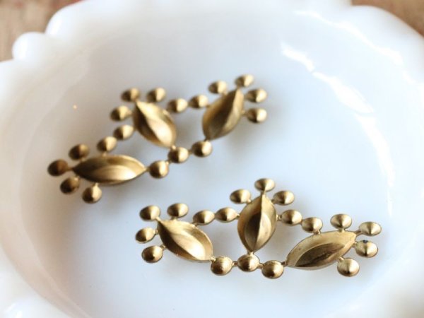 画像4: USA真鍮製　ラインストーンセッティング　ナヴェット＋ラウンド　1個 (4)