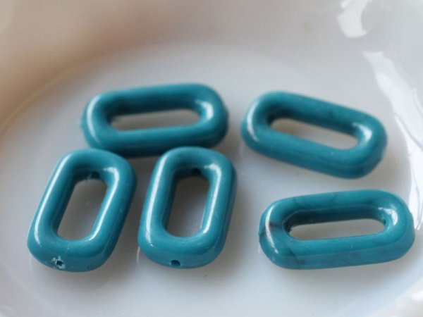 画像8: ドイツヴィンテージのルーサイトビーズ【楕円リング・ターコイズブルー】4個 (8)