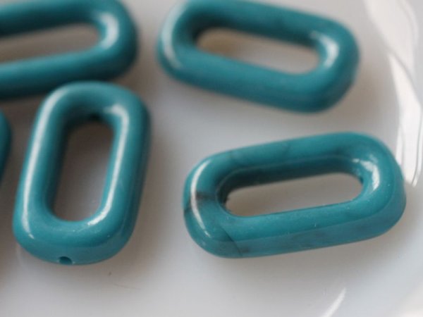 画像9: ドイツヴィンテージのルーサイトビーズ【楕円リング・ターコイズブルー】4個 (9)