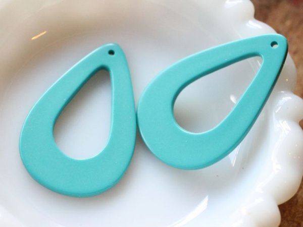 画像2: ヴィンテージ　ルーサイトパーツ【ラージ・ターコイズ・リングドロップ】2個 (2)