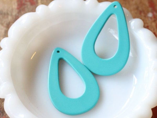 画像3: ヴィンテージ　ルーサイトパーツ【ラージ・ターコイズ・リングドロップ】2個 (3)