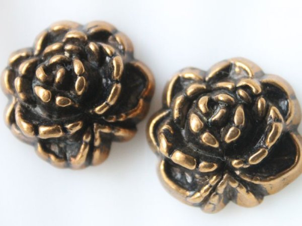 画像6: ジャパンヴィンテージ カボション・アンティークゴールド・ラージローズ【B】 (6)