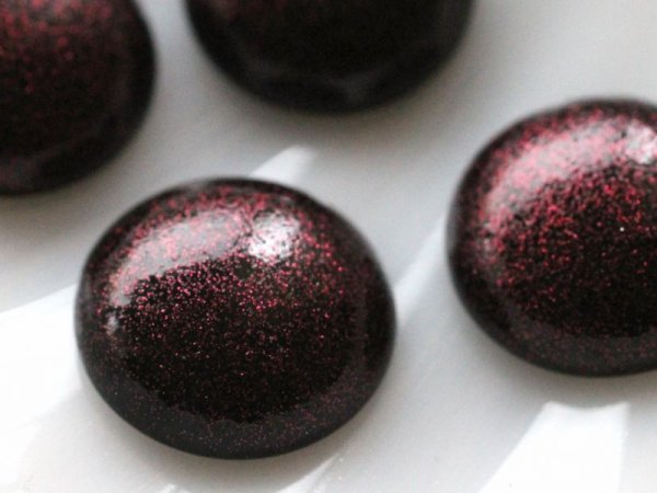 画像5: ドイツヴィンテージ・ルーサイトのカボション【ブラック×フューシャグリッター　24mm　】2個 (5)