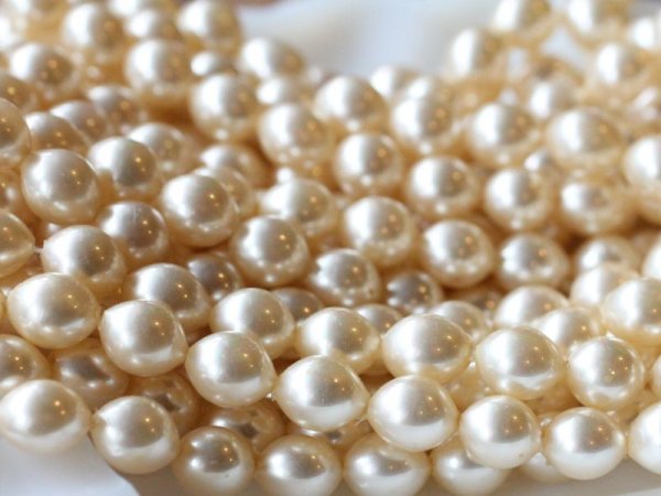 画像3: ジャパンヴィンテージ・ガラスパール【9ミリナツメ・80粒前後】ラスターアイボリー色 (3)